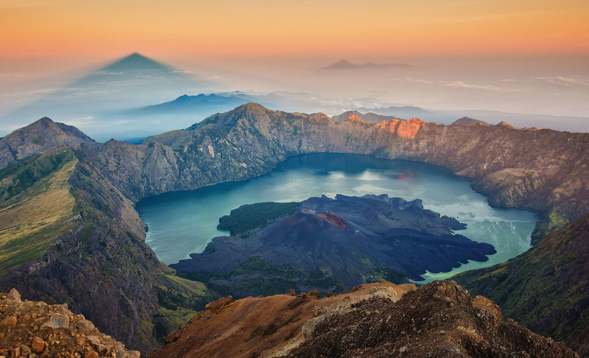Mount Rinjani towering over the landscape, a defining backdrop to living in Lombok