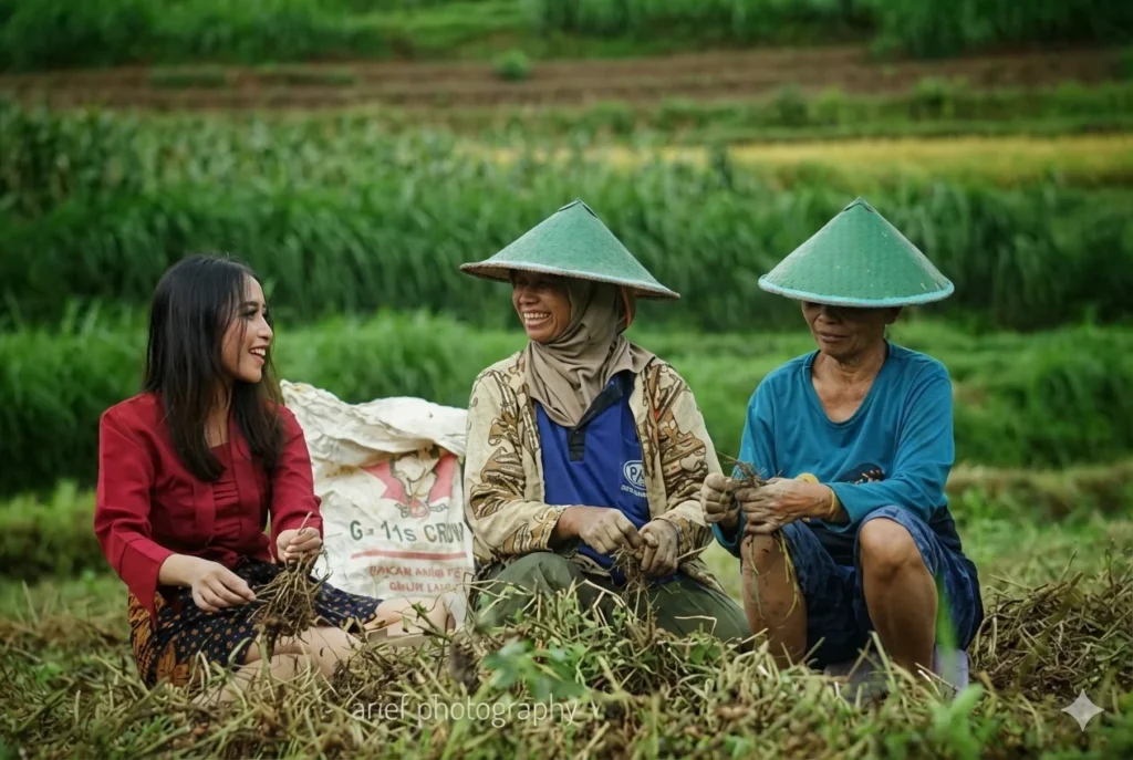 Sitting and talking with local people